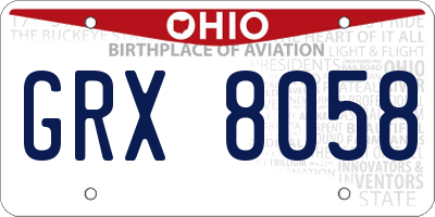 OH license plate GRX8058