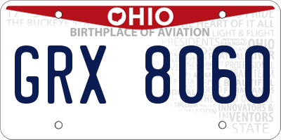 OH license plate GRX8060
