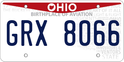 OH license plate GRX8066