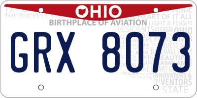 OH license plate GRX8073
