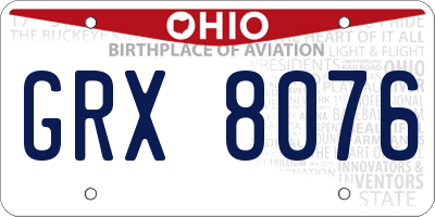OH license plate GRX8076