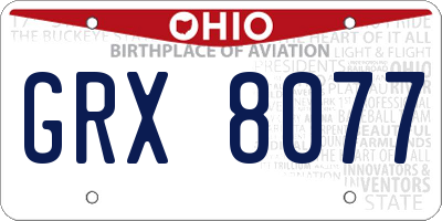 OH license plate GRX8077