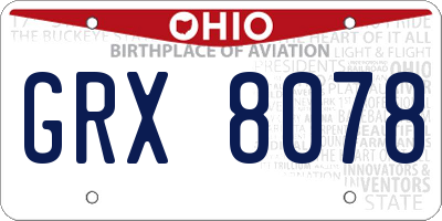 OH license plate GRX8078