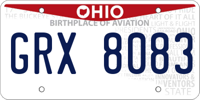 OH license plate GRX8083