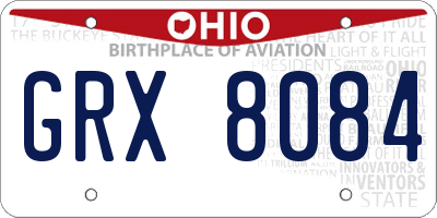 OH license plate GRX8084