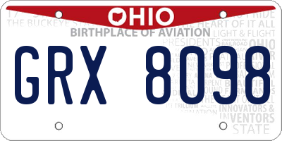 OH license plate GRX8098