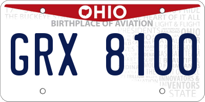 OH license plate GRX8100