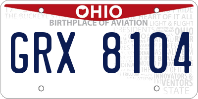OH license plate GRX8104