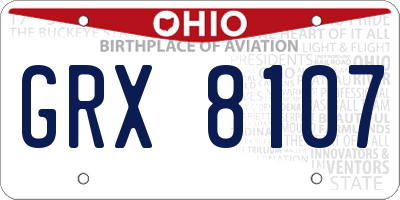 OH license plate GRX8107