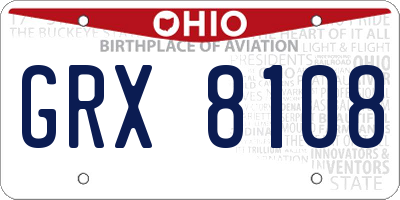 OH license plate GRX8108