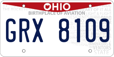 OH license plate GRX8109