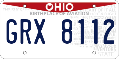 OH license plate GRX8112