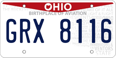 OH license plate GRX8116