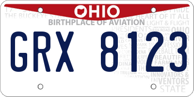 OH license plate GRX8123