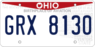 OH license plate GRX8130