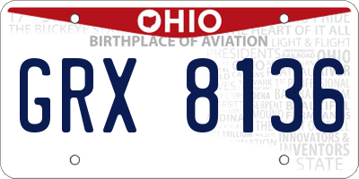 OH license plate GRX8136