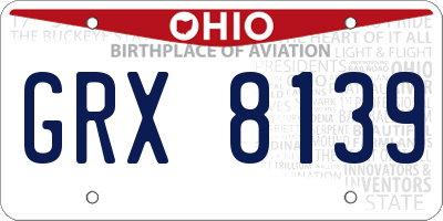 OH license plate GRX8139