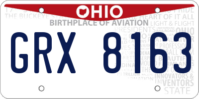 OH license plate GRX8163