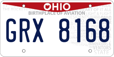 OH license plate GRX8168