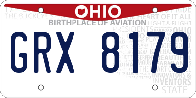 OH license plate GRX8179