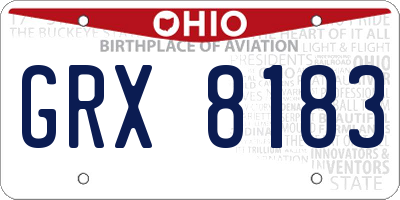 OH license plate GRX8183
