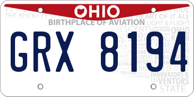OH license plate GRX8194