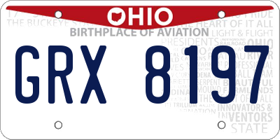 OH license plate GRX8197