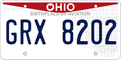 OH license plate GRX8202