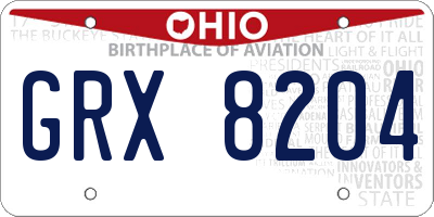 OH license plate GRX8204