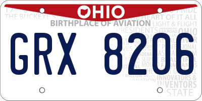OH license plate GRX8206