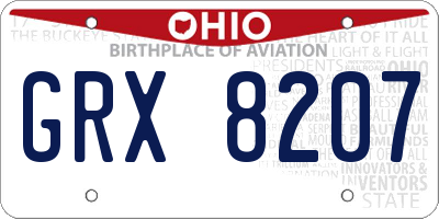 OH license plate GRX8207