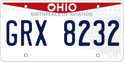 OH license plate GRX8232