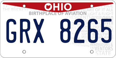 OH license plate GRX8265