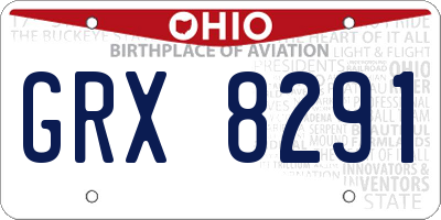 OH license plate GRX8291