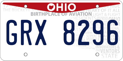 OH license plate GRX8296