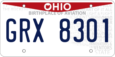 OH license plate GRX8301