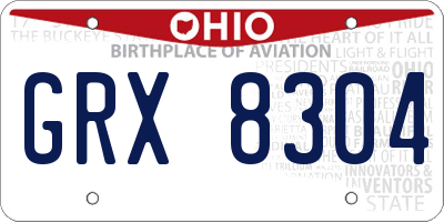 OH license plate GRX8304