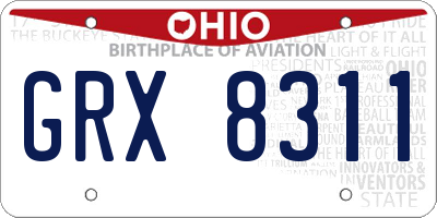 OH license plate GRX8311