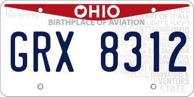 OH license plate GRX8312