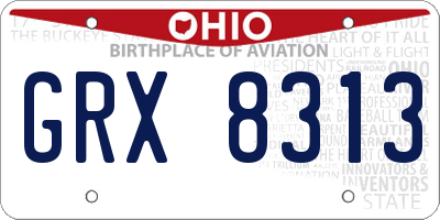 OH license plate GRX8313