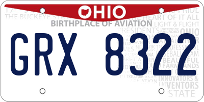 OH license plate GRX8322