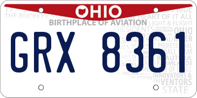 OH license plate GRX8361