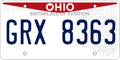 OH license plate GRX8363