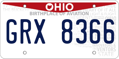 OH license plate GRX8366