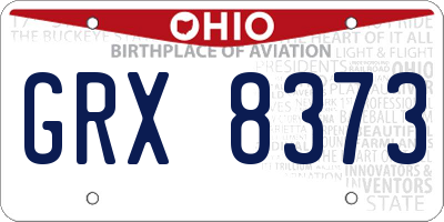 OH license plate GRX8373