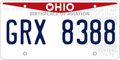 OH license plate GRX8388