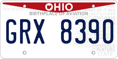 OH license plate GRX8390