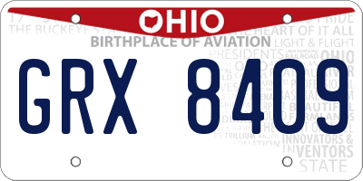 OH license plate GRX8409