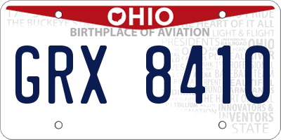 OH license plate GRX8410