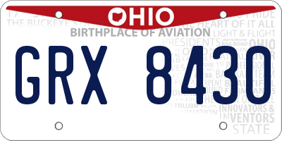 OH license plate GRX8430
